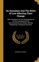 On Surnames and the Rules of Law Affecting Their Change 1240024002 Book Cover