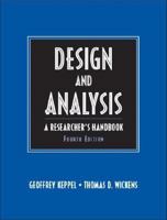 Design and Analysis: A Researcher's Handbook 0132000482 Book Cover