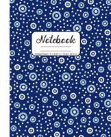 Notebook College Ruled 7.5 x 9.25 in / 19.05 x 23.5 cm: Composition Book, Dark Blue Background Circles and Dots Cover, C761 1078003580 Book Cover