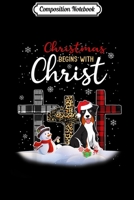 Composition Notebook: Australian shepherd Dog Christmas Begins With Christ Xmas  Journal/Notebook Blank Lined Ruled 6x9 100 Pages 1672108489 Book Cover