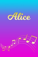 Alice: Sheet Music Note Manuscript Notebook Paper - Pink Blue Gold Personalized Letter A Initial Custom First Name Cover - Musician Composer Instrument Composition Book - 12 Staves a Page Staff Line N 1706587473 Book Cover