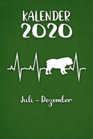 Kalender 2020: Grüner Tageskalender Englische Bulldogge Herzschlag Hunde 2. Halbjahr Juli Dezember ca DIN A5 weiß über 190 Seiten 1650713959 Book Cover
