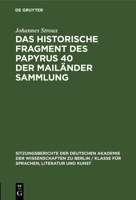 Das Historische Fragment Des Papyrus 40 Der Mailänder Sammlung 3112564855 Book Cover