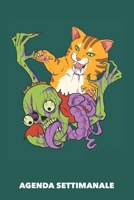 Agenda Settimanale: Gatti vs zombie A5 manoscritto floreale - Agenda con Pianificatore Settimanale 52 settimane per Proprietario del Gatto (verde mare) (Italian Edition) 1689910399 Book Cover