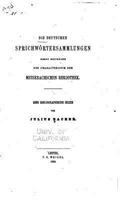 Die deutschen sprichw�rtersammlungen 1523707364 Book Cover