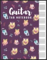 Guitar Tab Notebook: Blank 6 Strings Chord Diagrams & Tablature Music Sheets with Owl Themed Cover 1691186082 Book Cover