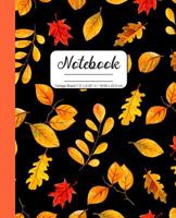 Notebook College Ruled 7.5 x 9.25 in / 19.05 x 23.5 cm: Composition Book, Pretty Orange and Red Fall Leaves Cover, C752 107729574X Book Cover