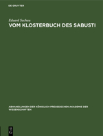 Vom Klosterbuch Des Sabusti 3112505530 Book Cover