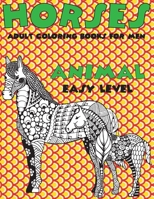 Adult Coloring Books for Men Easy Level - Animal - Horses B09CKJR296 Book Cover