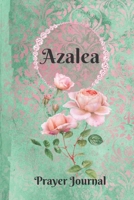 Azalea Personalized Name Praise and Worship Prayer Journal: Religious Devotional Sermon Journal in Green and Pink Damask Lace with Roses on Glossy Cover 1692629867 Book Cover