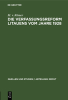 Die Verfassungsreform Litauens vom Jahre 1928 3112514351 Book Cover