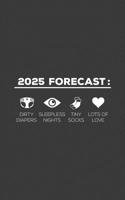 2025 Forecast: 2025 Forecast Notebook - Dirty Diapers, Sleepless Nights, Tiny Baby Socks And Lots Of Love! Funny New Dad Doodle Diary Book For Expecting Fathers As Newborn Baby Boy or Baby Girl Announ 1099555868 Book Cover