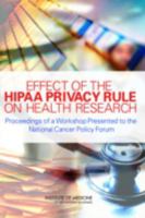 Effect of the Hipaa Privacy Rule on Health Research: Proceedings of a Workshop Presented to the National Cancer Policy Forum 030910291X Book Cover