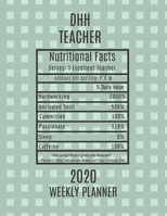 DHH Teacher Nutritional Facts Weekly Planner 2020: DHH Teacher Appreciation Gift Idea For Men & Women Death Hard of Hearing DHH Weekly Planner Lesson Plan Book Agenda To Do List & Notes Sections Calen 1702065960 Book Cover