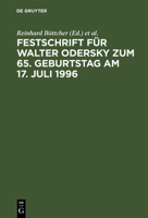 Festschrift Für Walter Odersky Zum 65. Geburtstag Am 17. Juli 1996 3110143658 Book Cover