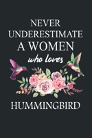 Never Underestimate A Women Who Loves Hummingbird: Hummingbird Journal: Blank Lined Journal Gift for Hummingbird Lovers (100 pages, Lined, 6x9) 1706304781 Book Cover
