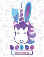 Sketchbook: Easter Unicorn with Bunny Ears and Eggs Notebook. Blank Paper Book for Drawing, Doodling, Graffiti, Creative Design and Art Ideas, ... Story Journal, Empty Cookbook. Draw Fun Pics 1091907056 Book Cover