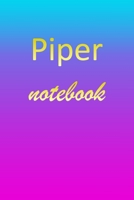 Piper: Blank Notebook Wide Ruled Lined Paper Notepad Writing Pad Practice Journal Custom Personalized First Name Initial P Blue Purple Gold Taking Class Notes, Homework, Studying School Homeschool & U 1670878147 Book Cover