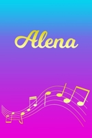 Alena: Sheet Music Note Manuscript Notebook Paper Pink Blue Gold Personalized Letter A Initial Custom First Name Cover Musician Composer Instrument Composition Book 12 Staves a Page Staff Line Notepad 1706585861 Book Cover