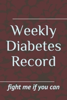 Weekly Diabetes Record: Insulin Addict 1677183446 Book Cover