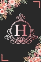 H: Watercolor Flower & Marbel - Motivational and Inspirational Trendy Monogram Initial Letter Women & Girls Coworker Office Funny Notebook Wide Ruled ... Idea in Holidays Birthday Or Anniversary 2020 1671444175 Book Cover