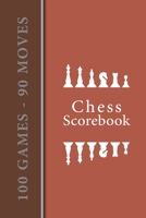Chess Scorebook - 100 Games - 90 moves: Chess notation books | Chess recording book | 101 pages, 6"x9" | Chess notebook | Paperback | orange background vertical band left brown vertical band 1674213077 Book Cover
