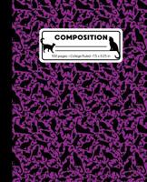 Composition: College Ruled Writing Notebook, Purple Cat Pattern Marbled Blank Lined Book 1073358828 Book Cover