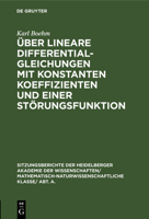 �ber lineare Differentialgleichungen mit konstanten Koeffizienten und einer St�rungsfunktion 3111190064 Book Cover