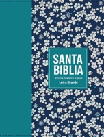 Biblia RVR 1960 Compacta Símil Piel Flores Verde Azulado (Bible RVR 1960 Compact Size LeatherLike Teal Flowers (Spanish Edition) 8418853441 Book Cover