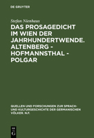 Das Prosagedicht Im Wien Der Jahrhundertwende. Altenberg - Hofmannsthal - Polgar 3110106264 Book Cover
