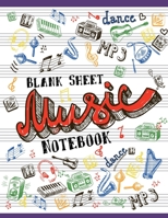 Blank Sheet  Music Notebook: For Kids and adults, piano wide staff large print (8.5x11). Manuscript Paper, perfect for learning and practicing note writing, 3 Large Staves Per Page. 1710387033 Book Cover