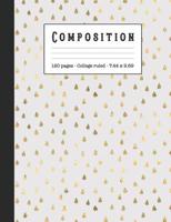 Composition: Wide ruled education composition notebook for school and college students and teachers - Grey and gold teardrop cover art design 1080763023 Book Cover