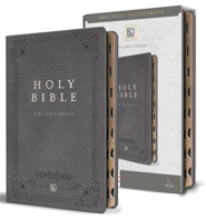 KJV Holy Bible, Giant Print Large format, Gray Premium Imitation Leather with Ri bbon Marker, Red Letter, and Thumb Index B0CRYPD4GM Book Cover