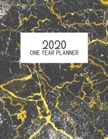 2020 One Year Planner: Jan 2020-Dec 2020, 1 Year Planner, grey black marble digital paper cover, featuring 2020 Overview, daily, weekly, monthly view, ... list, reminders, and goals. 8.5" X 11" sized. 170037625X Book Cover