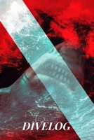 Divelog: Divers log book for 100 dives - Scuba Diving Logbook with Megalodon / Dive Flag Cover-Design - 6x9 Dimensions (German Edition) 1696395720 Book Cover