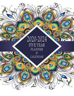 2020-2024 Five Year Planner And Calendar: Long-Term 60 Month Agenda Organizer Purple Peacock Feathers 1099665817 Book Cover