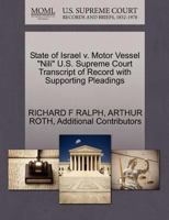 State of Israel v. Motor Vessel "Nili" U.S. Supreme Court Transcript of Record with Supporting Pleadings 1270593773 Book Cover
