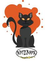 Notebook: Black cat on orange cover and Dot Graph Line Sketch pages, Extra large (8.5 x 11) inches, 110 pages, White paper, Sketch, Draw and Paint 1986806049 Book Cover