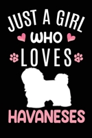 Just A Girl Who Loves Havaneses: Havanese Dog Owner Lover Gift Diary Blank Date & Blank Lined Notebook Journal 6x9 Inch 120 Pages White Paper 1673508847 Book Cover