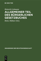 Allgemeiner Teil Des Bürgerlichen Gesetzbuches 3111284565 Book Cover