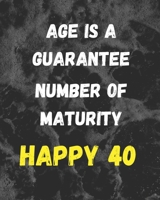 Age Is A Guarantee Number Of Maturity Happy 40: Cute Monthly Planne perfect funny 40th birthday gifts for men and women 1693718219 Book Cover