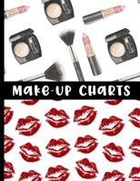 Make-Up Face Charts: Professional Blank Make-Up Artist Face Chart - Give To Your Clients After Applying Their Make-Up, or Use For Practice - Pretty Lipstick Kisses Cover Design - Great Accessory For B 1706183534 Book Cover