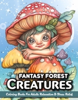 Fantasy Forest Creatures: Coloring Book For Adults And Teens With Cute Fairy, Dragons, Gnomes, Unicorns And Mythical Creatures B0CWJ61Z86 Book Cover