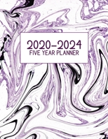 2020-2024 Five Year Planner: Jan 2020-Dec 2024, 5 Year Planner, purple, black marble digital paper cover, featuring 2020-2024 Overview, daily, weekly, ... list, reminders, and goals. 8.5" X 11" sized. 1700521098 Book Cover