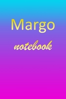 Margo: Blank Notebook Wide Ruled Lined Paper Notepad Writing Pad Practice Journal Custom Personalized First Name Initial M Blue Purple Gold Taking Class Notes, Homework, Studying School Homeschool & U 167085325X Book Cover