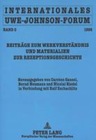 Internationales Uwe-Johnson-Forum. Band 5 (1996): Beitraege Zum Werkverstaendnis Und Materialien Zur Rezeptionsgeschichte 3631304838 Book Cover