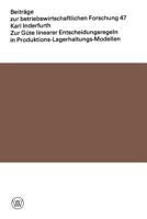 Zur Gute Linearer Entscheidungsregeln in Produktions-Lagerhaltungs-Modellen 3531114026 Book Cover