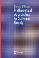 Mathematical Approaches to Software Quality 1849965641 Book Cover