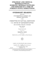Strategic and critical minerals policy: domestic minerals supplies and demands in a time of foreign supply disruptions 1691453455 Book Cover