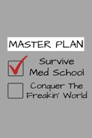 Master Plan Survivie Med School Conquer The Freakin' World: Funny Future Doctor Journal Composition Notebook For Him Her (6 x 9) 120 Blank Lined Pages 1692626353 Book Cover